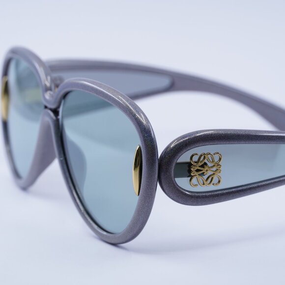 Loewe LW40132I 05X Sunglasses Shiny Metallic Grey Aviator Frame, Grey Lenses main image 2